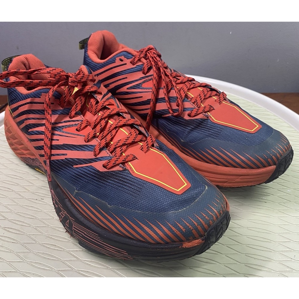 Hoka One One Speed Goat Men Orange Blue Trail Running Sneakers Athletic Shoes 11